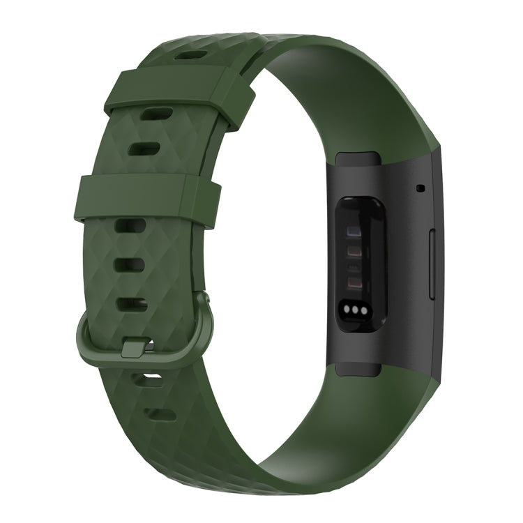 Color Buckle TPU Wrist Strap Watch Band for Fitbit Charge 4 / Charge 3 / Charge 3 SE, Size: L(Olive Green) - Smart Wear by buy2fix | Online Shopping UK | buy2fix