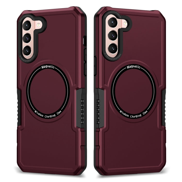 For Samsung Galaxy S21 5G MagSafe Shockproof Armor Phone Case(Wine Red) - Galaxy S21 5G Cases by buy2fix | Online Shopping UK | buy2fix