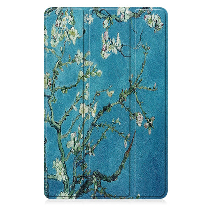 For Lenovo Tab P11 Gen 2 Custer Painted 3-Fold Holder Leather Smart Tablet Case(Apricot Blossom) - For Lenovo by buy2fix | Online Shopping UK | buy2fix
