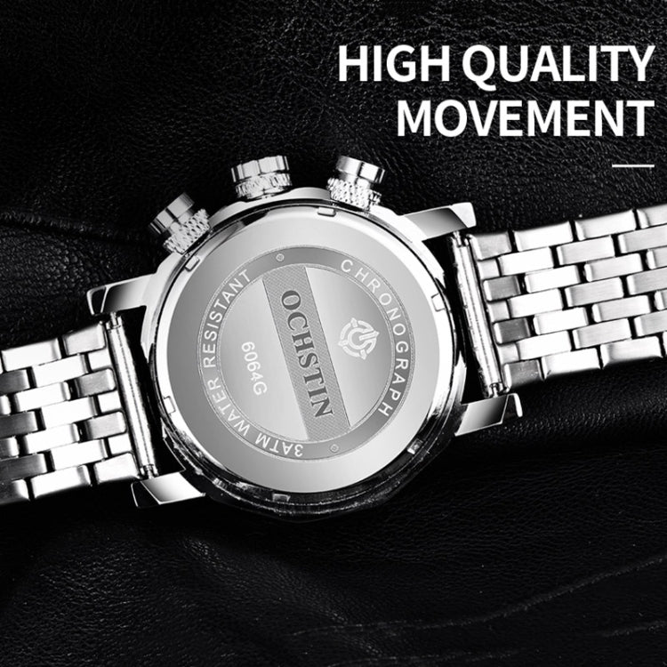 OCHSTIN 7254 Fashion Steel Strap Multifunctional Quartz Men Watch(Rose Gold White) - Metal Strap Watches by OCHSTIN | Online Shopping UK | buy2fix