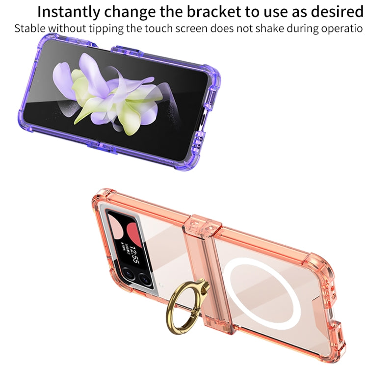 For Samsung Galaxy Z Flip4 GKK MagSafe Airbag Hinge Shockproof Phone Case with Ring Holder(Transparent) - Galaxy Z Flip4 5G Cases by GKK | Online Shopping UK | buy2fix