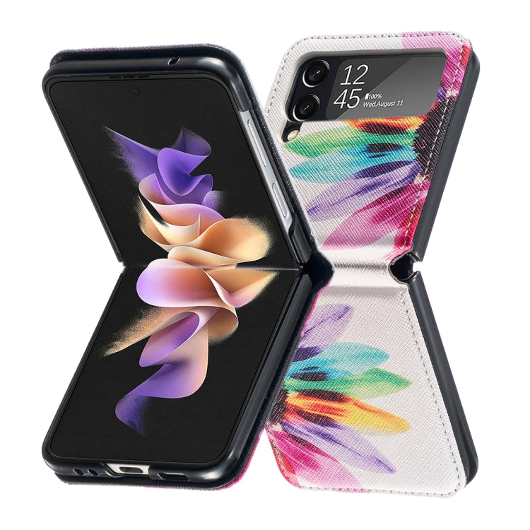 For Samsung Galaxy Z Flip3 5G Colored Drawing Invisible Magnetic Leather Phone Case(Sun Flower) - Galaxy Phone Cases by buy2fix | Online Shopping UK | buy2fix