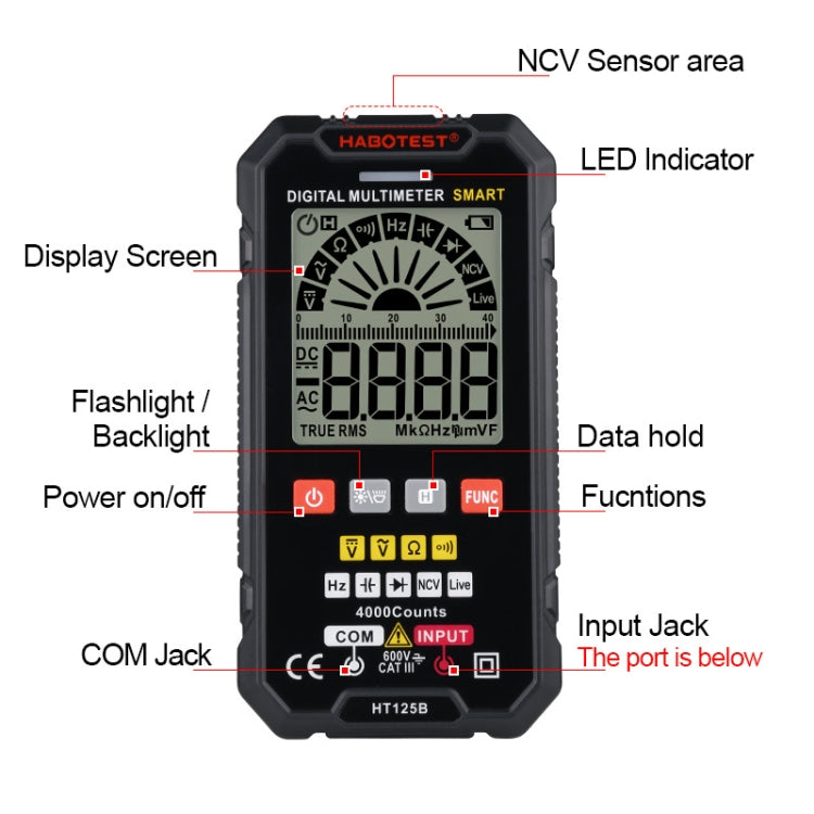 HABOTEST HT125B Digital High Precision Mini Universal Meter - Consumer Electronics by buy2fix | Online Shopping UK | buy2fix