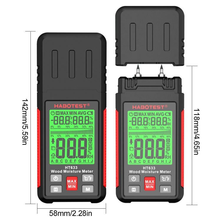 HABOTEST HT633 Portable Multifunctional Digital Display Wood Moisture Detector - Consumer Electronics by buy2fix | Online Shopping UK | buy2fix