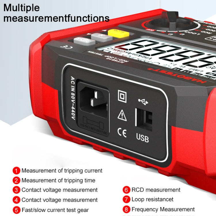 HABOTEST HT5910 Leakage Switch & Loop Resistance Tester - Battery & Resistance Tester by HABOTEST | Online Shopping UK | buy2fix