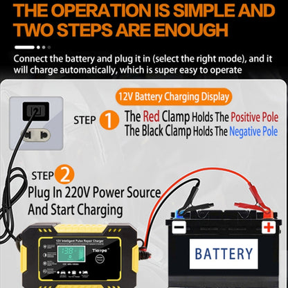 Motorcycle / Car Battery Smart Charger with LCD Creen, Plug Type:EU Plug(Yellow) - In Car by buy2fix | Online Shopping UK | buy2fix