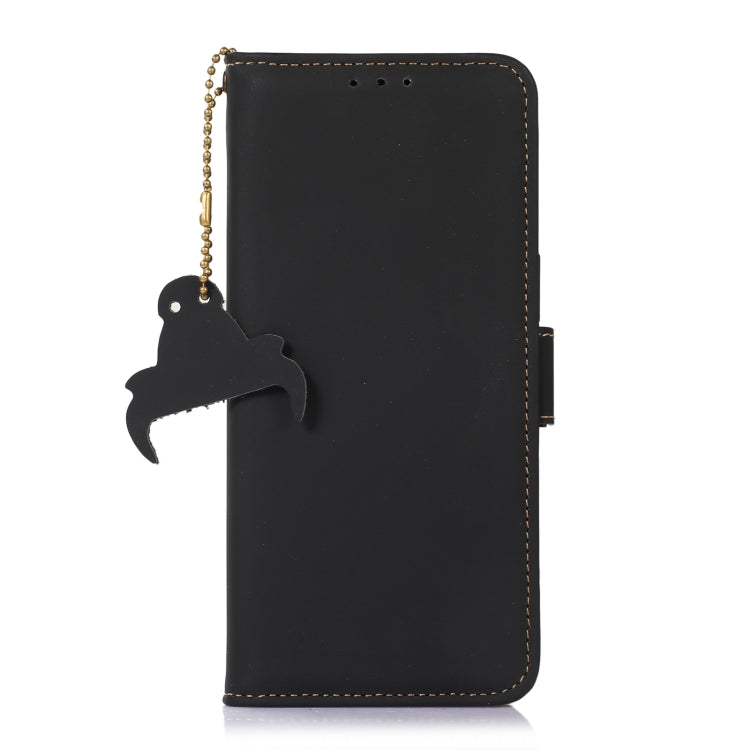 For OnePlus 11 Genuine Leather Magnetic RFID Leather Phone Case(Black) - OnePlus Cases by buy2fix | Online Shopping UK | buy2fix