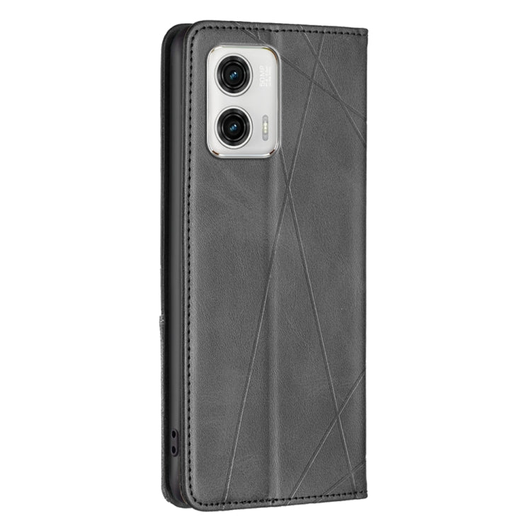 For Motorola Moto G73 5G Prismatic Invisible Magnetic Leather Phone Case(Black) - Motorola Cases by buy2fix | Online Shopping UK | buy2fix