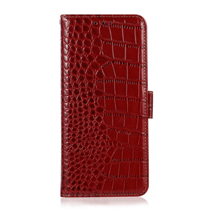 For OnePlus Nord CE 3 Lite Crocodile Top Layer Cowhide RFID Leather Phone Case(Red) - OnePlus Cases by buy2fix | Online Shopping UK | buy2fix