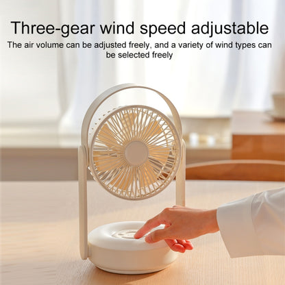 WT-F62 Outdoor Portable USB Charging Air Cooling Fan with LED Night Lamp(Cream Color) - Electric Fans by buy2fix | Online Shopping UK | buy2fix