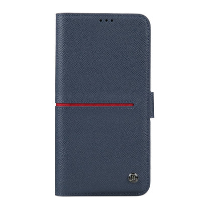 For iPhone 14 GEBEI Top-grain Horizontal Flip Leather Phone Case(Blue) - iPhone 14 Cases by GEBEI | Online Shopping UK | buy2fix