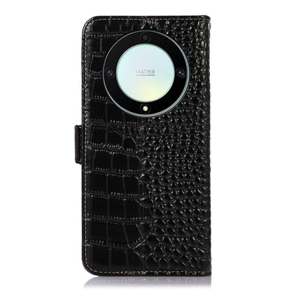 For Honor X9a/X40 5G Crocodile Top Layer Cowhide Leather Phone Case(Black) - Honor Cases by buy2fix | Online Shopping UK | buy2fix