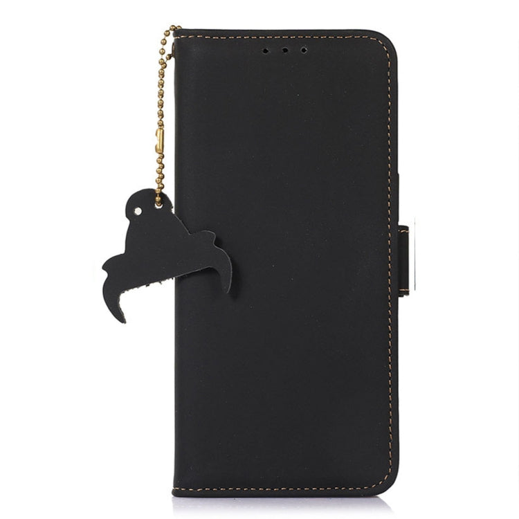 For OnePlus Ace 2 5G / 11R 5G Genuine Leather Magnetic RFID Leather Phone Case(Black) - OnePlus Cases by buy2fix | Online Shopping UK | buy2fix