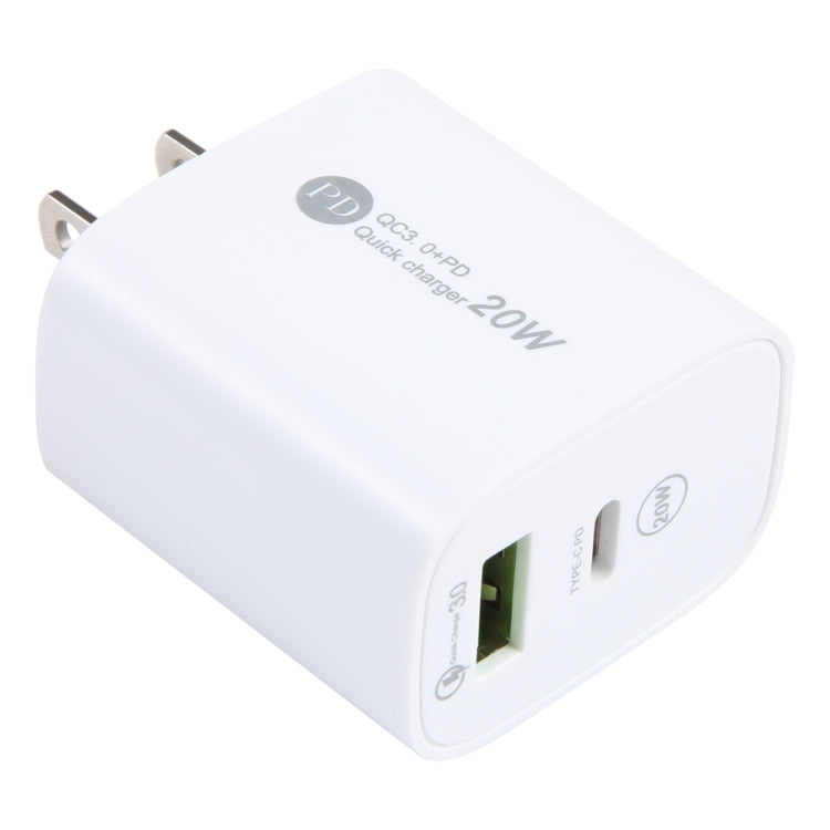 PD 20W USB-C/Type-C+QC 3.0 USB Interface Fast Charge Charger, Specification: US Plug(White) - USB Charger by buy2fix | Online Shopping UK | buy2fix