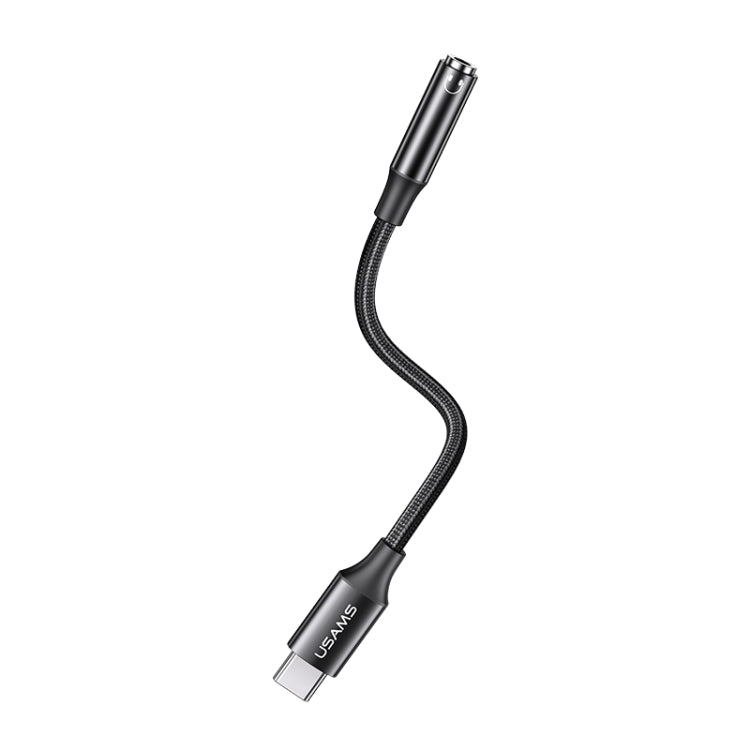 USAMS US-SJ599 AU16 Aluminum Alloy USB-C / Type-C to 3.5DC Audio Adapter Cable(Black) - Type-C Adapter by USAMS | Online Shopping UK | buy2fix