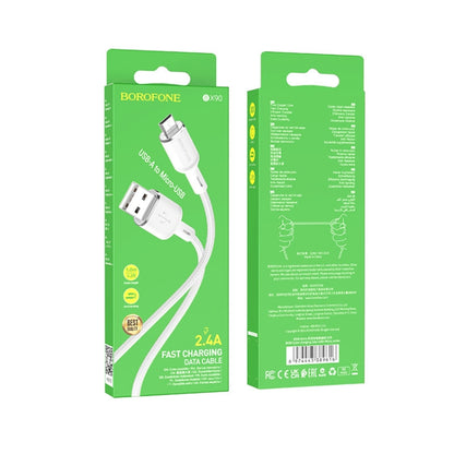 Borofone BX90 USB to Micro USB Cyber 2.4A Charging Data Cable, Length:1m(White) -  by Borofone | Online Shopping UK | buy2fix
