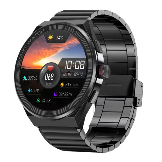 BM01 1.45 inch Steel Band IP68 Waterproof Smart Watch Support Bluetooth Call / NFC(Black) - Smart Wear by buy2fix | Online Shopping UK | buy2fix