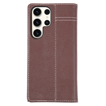 For Samsung Galaxy S23 Ultra 5G GEBEI Top-grain Horizontal Flip Leather Phone Case(Brown) -  by GEBEI | Online Shopping UK | buy2fix