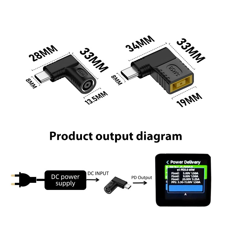 7.9x0.9mm 65W DC Input to USB-C / Type-C PD Power Adapter - Computer & Networking by buy2fix | Online Shopping UK | buy2fix