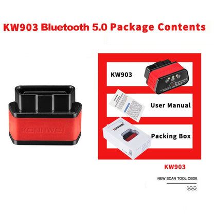 KONNWEI KW903 Bluetooth 5.0 OBD2 Car Fault Diagnostic Scan Tools Support IOS / Android(Black Red) - Code Readers & Scan Tools by KONNWEI | Online Shopping UK | buy2fix