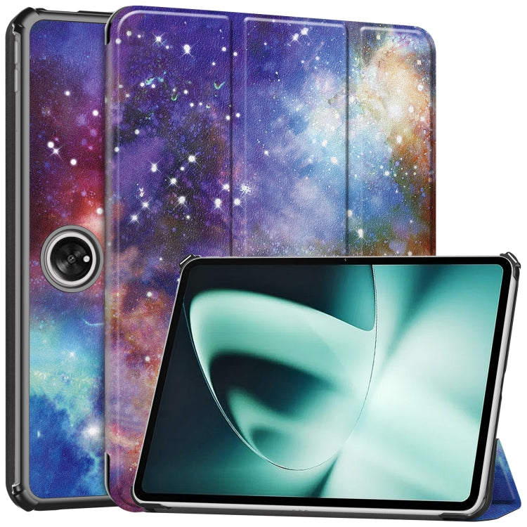 For OnePlus Pad Custer Painted 3-Fold Holder Smart Leather Tablet Case(Milky Way Nebula) - Others by buy2fix | Online Shopping UK | buy2fix