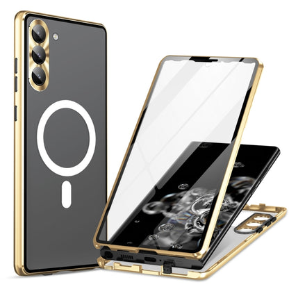 For Samsung Galaxy S24 5G HD Full Cover Magsafe Magnetic Metal Tempered Glass Phone Case(Gold) - Galaxy S24 5G Cases by buy2fix | Online Shopping UK | buy2fix