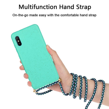 For Xiaomi Redmi 9A Wheat Straw Material + TPU Phone Case with Lanyard(Green) - Xiaomi Cases by buy2fix | Online Shopping UK | buy2fix