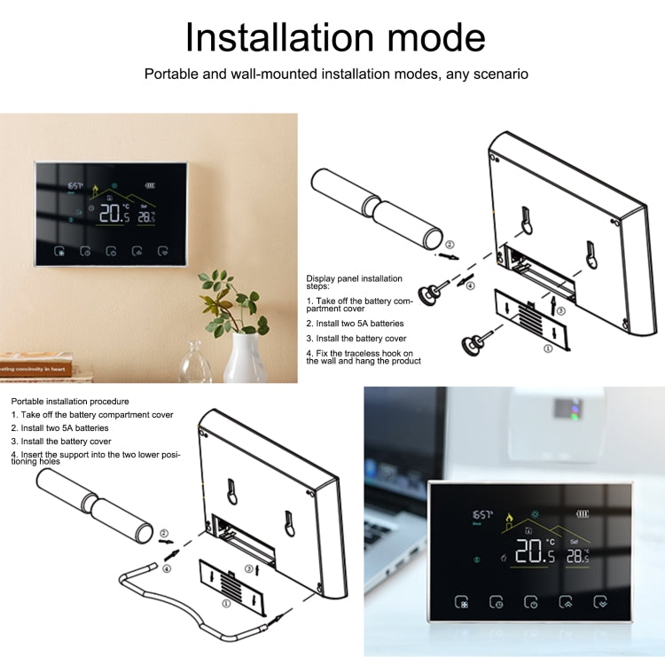 BHT-8000RF-VA- GABW Wireless Smart LED Screen Thermostat With WiFi, Specification:Hydroelectric Heating - Consumer Electronics by buy2fix | Online Shopping UK | buy2fix