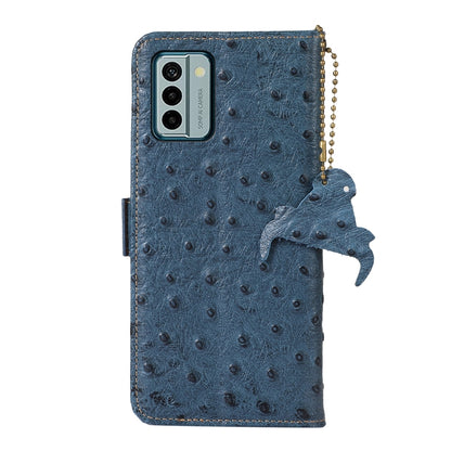 For Nokia G22 4G Ostrich Pattern Genuine Leather RFID Phone Case(Blue) - Nokia Cases by buy2fix | Online Shopping UK | buy2fix