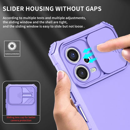 For Xiaomi Redmi Note 12 5G / Poco X5 Stereoscopic Holder Sliding Camshield Phone Case(Purple) - Note 12 Cases by buy2fix | Online Shopping UK | buy2fix