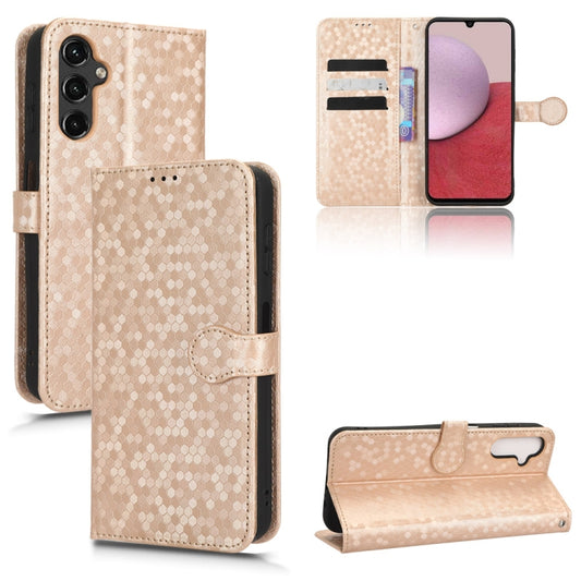 For Samsung Galaxy A24 4G Honeycomb Dot Texture Leather Phone Case(Gold) - Galaxy Phone Cases by buy2fix | Online Shopping UK | buy2fix