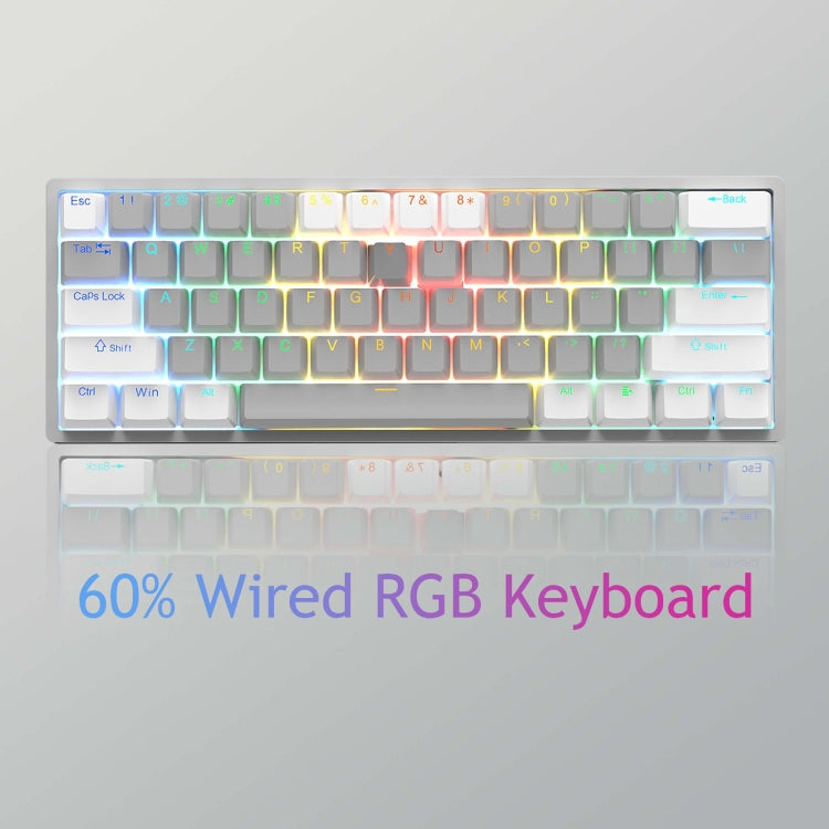 AULA F3261 Type-C Wired Hot Swappable 61 Keys RGB Mechanical Keyboard(Gray White Red Shaft) - Wired Keyboard by AULA | Online Shopping UK | buy2fix