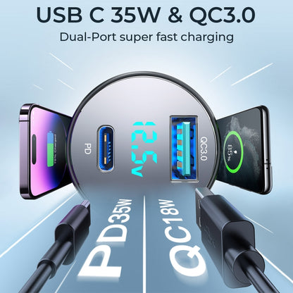 JOYROOM JR-CCD01 53W QC + PD Dual Port Digital Display Car Charger(Black) - In Car by JOYROOM | Online Shopping UK | buy2fix