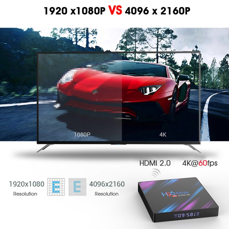 H96 Max-3318 4K Ultra HD Android TV Box with Remote Controller, Android 10.0, RK3318 Quad-Core 64bit Cortex-A53, 4GB+64GB, Support TF Card / USBx2 / AV / Ethernet, Plug Specification:UK Plug - Consumer Electronics by buy2fix | Online Shopping UK | buy2fix