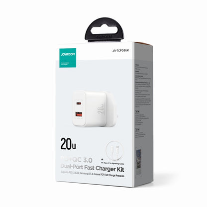 J0YROOM TCF05 20W USB+USB-C/Type-C Dual Interface Fast Charger Set, Specification:UK Plug(White) - USB Charger by JOYROOM | Online Shopping UK | buy2fix