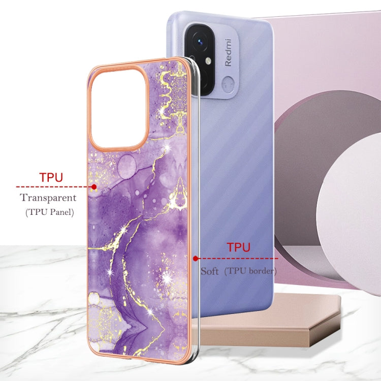 For Xiaomi Redmi 12C/11A 4G Global Electroplating Marble Dual-side IMD Phone Case(Purple 002) - Xiaomi Cases by buy2fix | Online Shopping UK | buy2fix