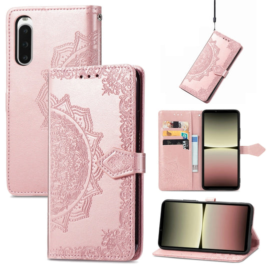 For Sony Xperia 10 IV Mandala Flower Embossed Leather Phone Case(Rose Gold) - Sony Cases by buy2fix | Online Shopping UK | buy2fix