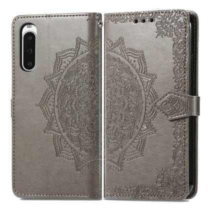 For Sony Xperia 10 IV Mandala Flower Embossed Leather Phone Case(Grey) - Sony Cases by buy2fix | Online Shopping UK | buy2fix
