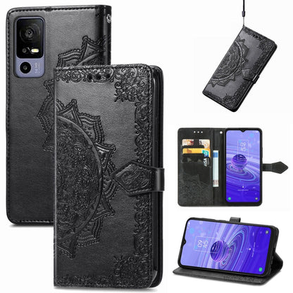 For TCL 40R Mandala Flower Embossed Leather Phone Case(Black) - More Brand by buy2fix | Online Shopping UK | buy2fix