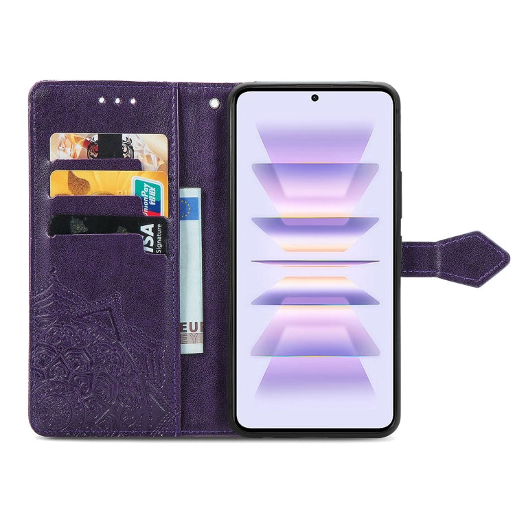 For Xiaomi Redmi K60 Pro Mandala Flower Embossed Leather Phone Case(Purple) - Redmi K60 Pro Cases by buy2fix | Online Shopping UK | buy2fix