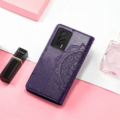 For Xiaomi Redmi K60 Pro Mandala Flower Embossed Leather Phone Case(Purple) - Redmi K60 Pro Cases by buy2fix | Online Shopping UK | buy2fix