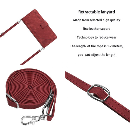 For Xiaomi Redmi 9C / 10A  / Poco C31 Skin Feel Stripe Pattern Leather Phone Case with Lanyard(Red) - Xiaomi Cases by buy2fix | Online Shopping UK | buy2fix