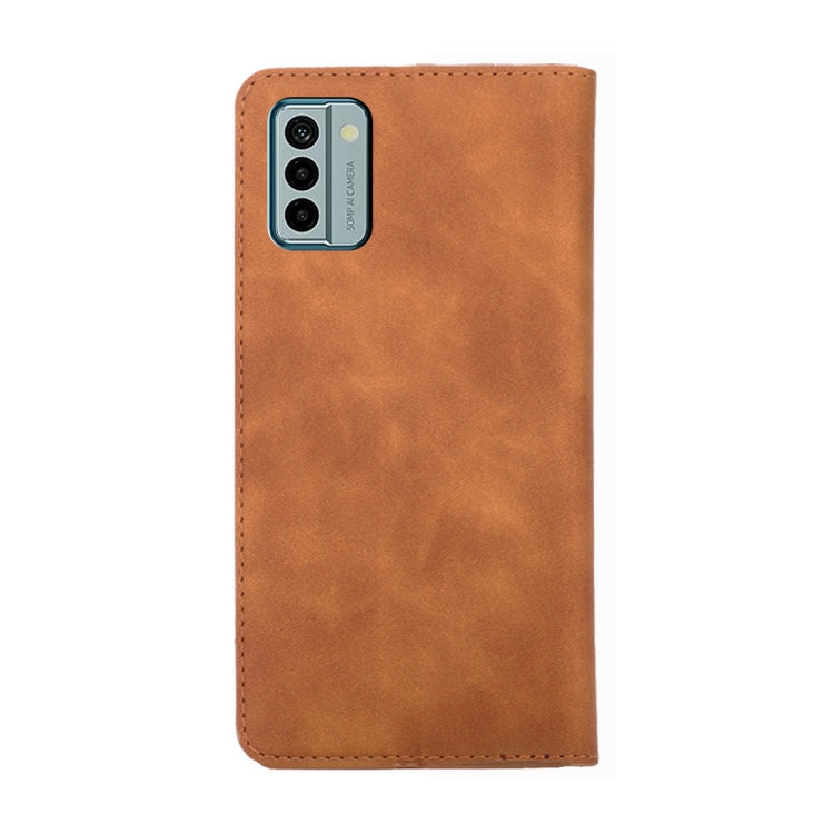 For Nokia G22 Skin Feel Magnetic Horizontal Flip Leather Phone Case(Light Brown) - Nokia Cases by buy2fix | Online Shopping UK | buy2fix