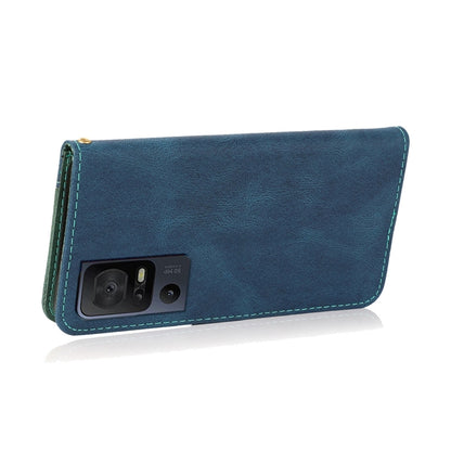 For TCL 40 SE Dual-color Stitching Leather Phone Case(Blue Green) - More Brand by buy2fix | Online Shopping UK | buy2fix