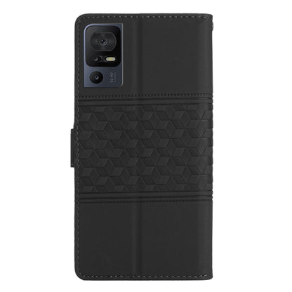 For TCL 40 SE Diamond Embossed Skin Feel Leather Phone Case with Lanyard(Black) - More Brand by buy2fix | Online Shopping UK | buy2fix