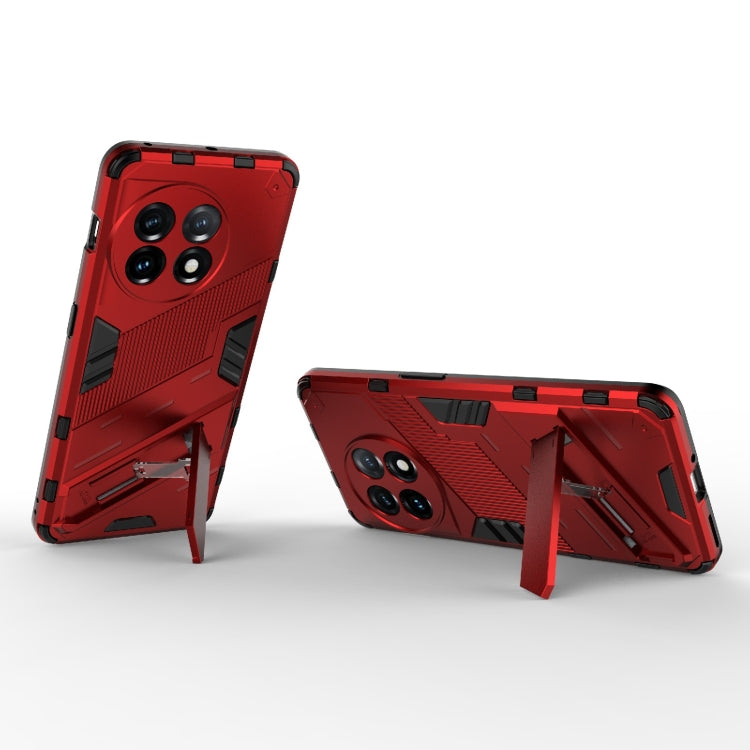 For OnePlus 11 5G Punk Armor 2 in 1 PC + TPU Shockproof Phone Case with Invisible Holder(Red) - OnePlus Cases by buy2fix | Online Shopping UK | buy2fix