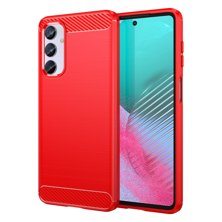 For Samsung Galaxy M54 5G Carbon Fiber Brushed Texture TPU Phone Case(Red) - Galaxy Phone Cases by buy2fix | Online Shopping UK | buy2fix