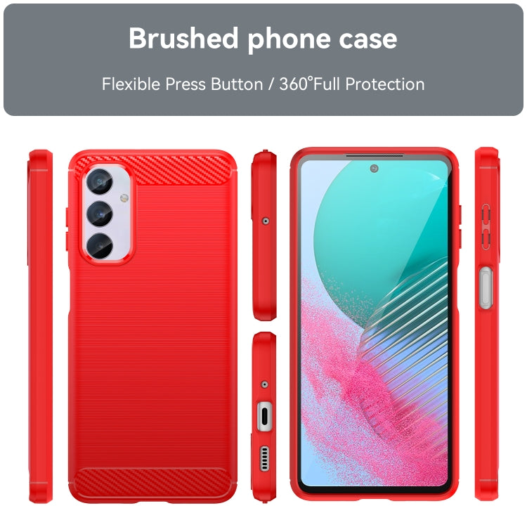 For Samsung Galaxy M54 5G Carbon Fiber Brushed Texture TPU Phone Case(Red) - Galaxy Phone Cases by buy2fix | Online Shopping UK | buy2fix