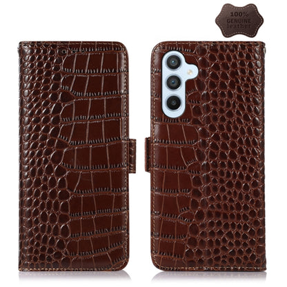 For Samsung Galaxy M54 5G Crocodile Top Layer Cowhide Leather Phone Case(Brown) - Galaxy Phone Cases by buy2fix | Online Shopping UK | buy2fix