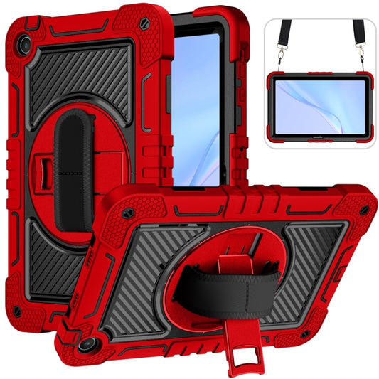 For Huawei MatePad SE 10.4 360 Degree Rotation PC Contrast Silicone Tablet Case(Red + Black) - For Huawei by buy2fix | Online Shopping UK | buy2fix